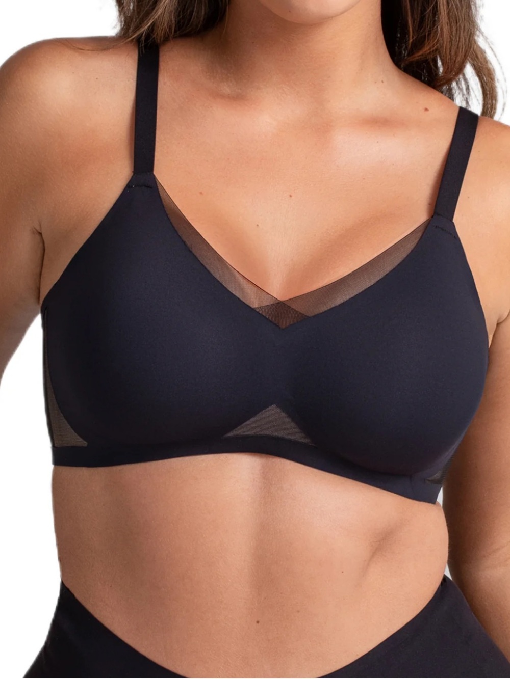 XL Honeylove Crossover Wireless Full Coverage Bra Black NWOT.